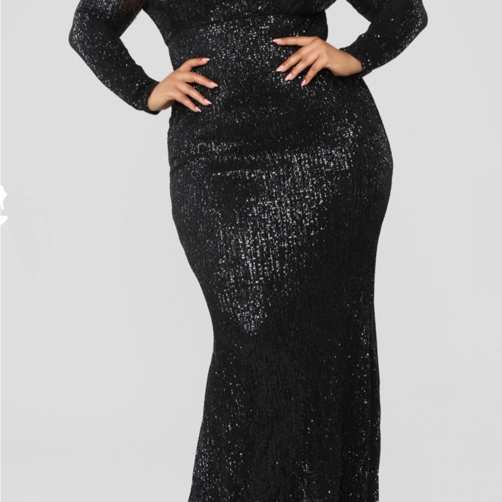 Fashion Nova Black Sequin Maxi Dress
